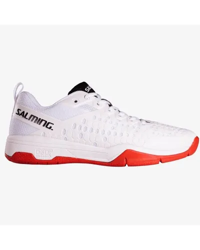 Salming Hallen-Indoorschuhe Eagle weiss/rot Damen - Squashschuhe für Damen, flexibel und leicht mit D30-Einheit für optimale Kraftabsorption, ideal für Handball und Floorball.