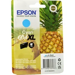 604XL Singlepack - XL Cyan Tintenpatrone, original mit 4 ml für brillante Druckergebnisse, kompatibel mit EPL 4200, Stylus Photo 2200 und WorkForce WF-2950DWF