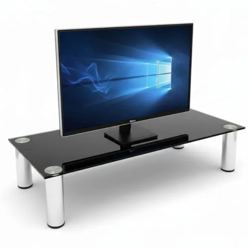 Melko TV-Aufsatz Schwarz 100 cm – Elegante Monitorerhöhung aus Glas - Elegante Monitorerhöhung aus hochwertigem Glas für TV und Monitore bis 30 kg. Schafft Platz und sorgt für eine ergonomische Bildschirmhöhe. Ideal für Büro, Home-Office und Gaming. Einfach zu montieren und pflegeleicht.