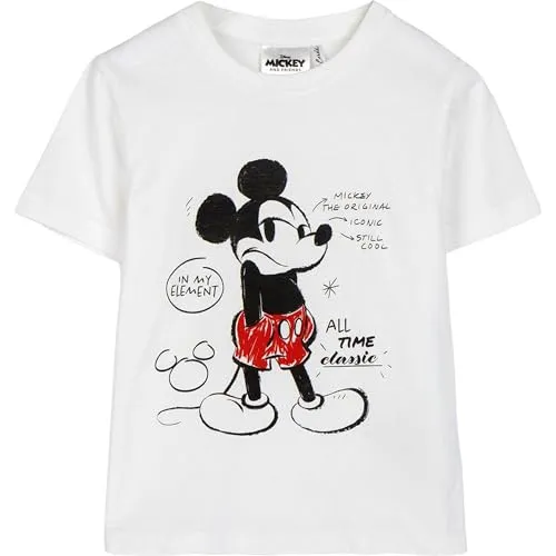CERDÁ LIFE'S LITTLE MOMENTS Mädchen Camiseta Infantil Stitch Manga Corta Producto Original Diseñado En España Unterhemd, Mickey, Weiß, 2 Jahre