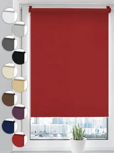 Verdunklungsrollo Seitenzugrollo, Sonello, verdunkelnd, einfach Montage ohne Bohren, freihängend, Klemmfix, 30cm x 100cm Rot Verdunkelungsrollo, Rollos für Fenster, Sonnenschutz