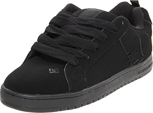 DC Shoes Herren Court Graffik Schuh, Black/Black/Black, 45 EU - Herren-Sneaker mit bequemer, gepolsterter Zunge und atmungsaktiven Belüftungslöchern – ideal für Skateparks und den Alltag.
