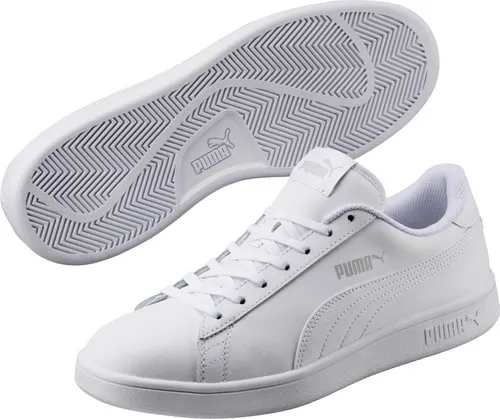PUMA Unisex Puma Smash v2 L Low-Top - Zeitloser Sneaker in Weiß, 40.5 EU - Damen-Sneaker aus weichem Leder mit weiterentwickelter Laufsohle und klarem Design, ideal für einen lässigen Look.