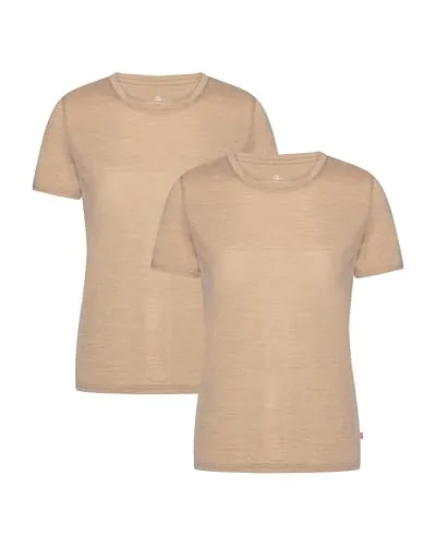 DANISH ENDURANCE 100% Merino Shirt Damen – Geruchsresistentes T-Shirt in Sandfarben, XL - LEICHT & ATMUNGSFÄHIG: Das Merino Shirt bietet optimalen Tragekomfort und hält dich kühl und trocken. Ideal für Reisen oder den Alltag – kein Waschen nötig dank natürlicher Eigenschaften.