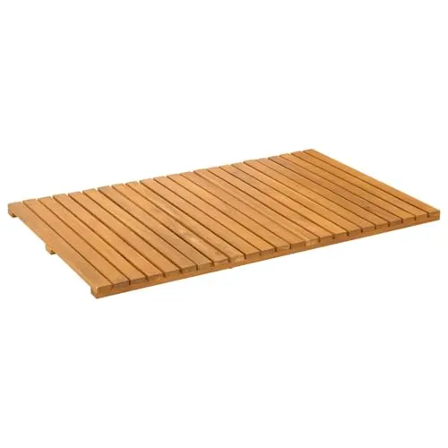 vidaXL Badematte Uni Braun 80 x 50 cm - Minimalistische Holz-Badematte für Badezimmer und Balkone, mit rutschfester Oberfläche und schnelltrocknendem Design. Ideal für effiziente Feuchtigkeitskontrolle und einfache Pflege.
