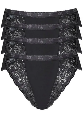 sloggi Tai-Slip Chic Tai 4P - Damenslip mit Spitze, BLACK - Slips mit elastischen Spitzeneinsätzen für eine perfekte Passform und höchsten Tragekomfort. Maschinenwaschbar und trocknergeeignet, ideal für den täglichen Gebrauch.