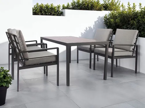 KONIFERA Garten-Essgruppe »New Jersey« 13-tlg., Aluminium schwarz - Gartenmöbel-Set mit 4 bequemen Sesseln und einem eleganten Tisch (80x160 cm), wetterbeständig und ideal für gesellige Abende im Freien.