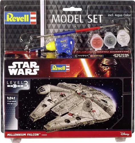Revell 63600 - Model Set Millennium Falcon, Maßstab 1:241 mit 20 Einzelteilen, inklusive Kleber und Pinsel für sofortigen Zusammenbau