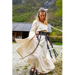 Leonardo Carbone® Damen Kleid Begina | V-Ausschnitt mit Handstickerei | Mittelalter Kostüm für Feste und Events - Erlebe das mittelalterliche Flair mit dem einzigartigen Kleid Begina von Leonardo Carbone. Aus 100% Baumwolle gefertigt, bietet es eine elegante Silhouette und kunstvolle Details – ideal für Karneval, Halloween und LARP-Events.