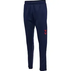hummel Trainingshose hmlQ4 Poly Pant - Lang, Marineblau für Herren - Trainingshose aus strapazierfähigem Interlockstoff mit Metallic-Fasern für subtilen Glanz, Kordelzug für individuelle Passform und praktische Seitentaschen.