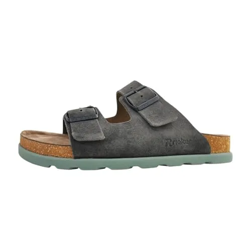 Rieker Pantolette Schlappen grau 47 EU - Komfortable Pantolette in Größe 47 EU, aus hochwertigem Leder und Synthetik gefertigt. Ideal für den Alltag mit einem offenen Design und einer leichten Gummisohle für angenehmen Tragekomfort.