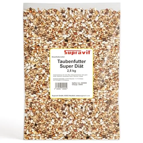 Supravit Super Diät Taubenfutter 2,5kg ohne Mais für Tauben während der Reisesaison | ausgewogene Körnermischung | Vogelfutter alle Tauben-Rassen