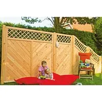 T & J Sichtschutzzaun Classico mit Rankgitter Douglasie 90 x 180 cm - Gartenzäune, eleganter Sichtschutz aus robustem Douglasienholz mit Rankgitter, ideal für Ihren Garten und umweltfreundlich ohne chemischen Schutz.
