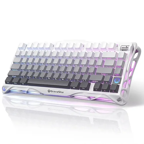 GravaStar Mercury K1 - 75% Mechanische Gaming-Tastatur - Tastaturen: Futuristisches Exoskelett-Design aus Aluminiumlegierung für Stabilität und Leichtigkeit, ideal für intensives Gaming und komfortables Tippen.