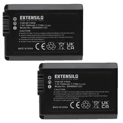 EXTENSILO 2x Akku für Sony Alpha 6000, 6300, 5000, 3000, 5100, 6400, 6100 - Hochwertiger Wechsel-Akku mit 1050mAh für Ihre Sony Kamera. Ideal für längere Aufnahmen ohne Unterbrechungen. Erfüllt alle sicherheitsrelevanten Vorgaben.