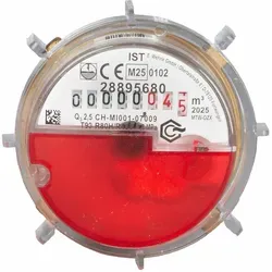 Geeichter Wasserzähler für Warmwasser Q3 2,5m³ - Unterputz Wasserzähler, präzise geeicht für zuverlässige Messungen, ideal für Wohnungsinstallationen.