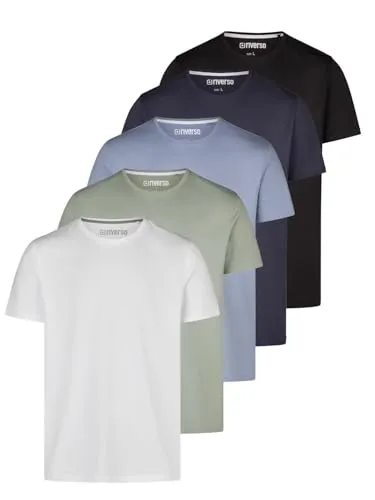 riverso Herren T-Shirt RIVDean 5er Set - Regular Fit in Übergrößen - Herren-Shirts, 5er Set aus 100% Baumwolle, ideal für Sommer und Freizeit, in klassischen und Übergrößen erhältlich.