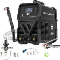 STAHLWERK Plasmaschneider CUT 60 P Digital - 60 A mit THC - Präziser Plasmaschneider für leitende Metalle, 20 mm Schnitttiefe, inklusive Profi Zubehör. Ideal für den professionellen Einsatz in der Metallbearbeitung.