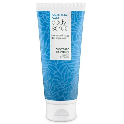 Salicylsäure Body Scrub für Pickel am Po, am Rücken und auf der Brust – klärt Poren und unreine Haut mit Salicylsäure, Glykolsäure und Allantoin – BHA & AHA Körperpeeling