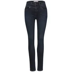 Street One Damen 3716412 Slim Fit Jeans - Blue Black Washed - Stylische High Waist Slim Fit Jeans in Schwarzblau, ideal für trendbewusste Frauen, mit 5-Pocket Design und perfekter Passform für jeden Anlass.