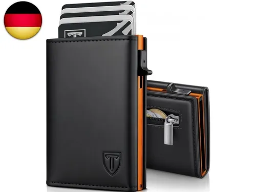 TENBST Portmonee Herren - Ultradünne Geldbörse Herren aus Echtleder, Smart W