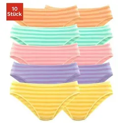 petite fleur Bikinislip (10er-Pack) aus elastischer Baumwolle bunt|gelb|grün|lila|rosa 32/34
