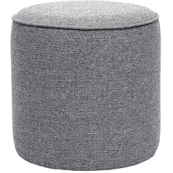 Runder Pouf in hellgrauem Stoff D40 cm PAUL