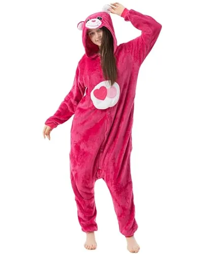 Katara Glücksbärchis-Kostüm Onesie - Kostüm für Erwachsene, super gemütlicher Einteiler aus weichem Fleece, ideal für Fasching und als kuscheliger Schlafanzug.