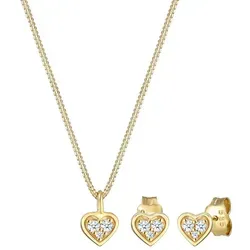 Elli DIAMONDS Schmuckset Herz mit Diamant 0.105 ct in 585 Gelbgold - Schmuck-Set aus handgefertigtem 585 Gelbgold mit einem funkelnden Herz-Anhänger und Diamanten (0.105 ct), ideal für besondere Anlässe.