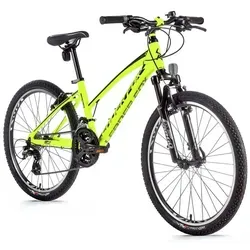 Zoll Alu Mountainbike Leader Fox Spider Girl 21 Gang - Neon Gelb 24 Zoll - Leichtes Aluminium-Mountainbike für Mädchen mit 21-Gang-Schaltung, ideal für Abenteuer. Sportlicher Sattel und rutschsichere Pedale sorgen für Komfort und Sicherheit.