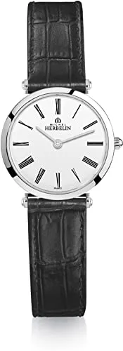 Michel Herbelin EPSILON 17106/01N Damenarmbanduhr - Elegante Damenarmbanduhr aus Edelstahl mit Saphirglas, wasserdicht bis 3 bar und Echtlederarmband – ideal für stilbewusste Frauen.
