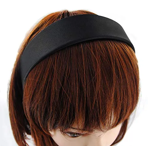 axy Breiter Haarreif mit Satin bezogen Haarband Vintage Klassik-Look Hairband Stirnband HRK1 (Schwarz)