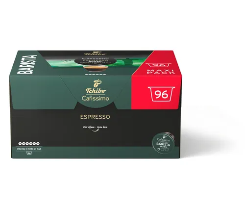 Cafissimo Barista Espresso Brasil - 96 Kapseln, Intensität 6/6 - Kaffee, Ausdrucksstark mit zartbitterem Aroma und leichter Nussnote, ideal für Ihre Cafissimo Maschine, aus 100% nachhaltigem Anbau.