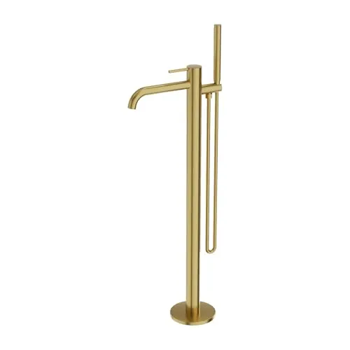 Lavita Orion Badewannenarmatur in gebürstetem Gold | Standarmatur für stilvolle Badezimmer - Elegante freistehende Badewannenarmatur in gebürstetem Gold mit intuitiver Bedienung. Ideal für modernes Design und hohen Komfort beim Befüllen Ihrer Badewanne.