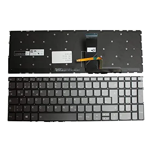 Power4Laptops Deutsch Hinterleuchtet Grau kompatible Ersatz Tastatur kompatibel mit Lenovo V330-15IKB