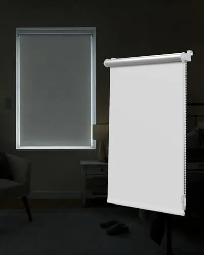 Victoria M. Tenebra Thermorollo Klemmfix Rollo, Verdunkelungsrollo, Hitzeschutz, Sichtschutz, Ohne Bohren, inkl. Montagematerial, 40 x 160 cm, Weiß