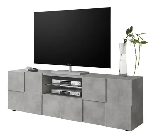 Home affaire Lowboard Dama Breite 181 cm, TV-Board 2 Türen, 1 Schubkasten, TV-Schrank, Front in 3D-Optik, viel Stauraum, verschiedene Farben