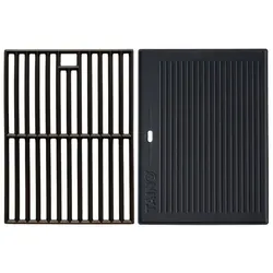 TAINO PRO 4+0/1 Gusseisen Rost Grillplatte - Hochwertiges Grillzubehör für Gasgrills, perfektionierte Hitzeverteilung und vielseitig einsetzbar für Fleisch, Fisch, Gemüse und Pizza!