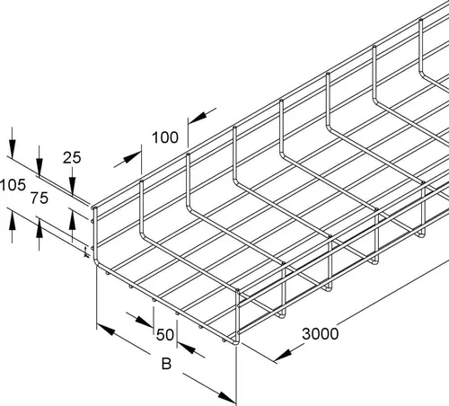 Niedax Gitterrinne MT 105.200 E3 – U-Form 3m - Hochwertige Gitterrinne aus rostfreiem Stahl, ideal für effiziente Kabelführung. Mit einer Breite von 200 mm und einer Länge von 3000 mm bietet sie optimale Stabilität und Langlebigkeit.