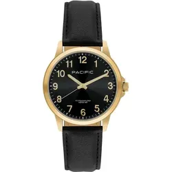 Pacific Titanium Herrenuhr Pacific-PC00637 - Elegante Herrenuhr mit goldfarbener Hülle und schwarzem Zifferblatt. Ausgestattet mit einem zuverlässigen Miyota Uhrwerk und bis 100 Meter wasserdicht – ideal für stilbewusste Männer.