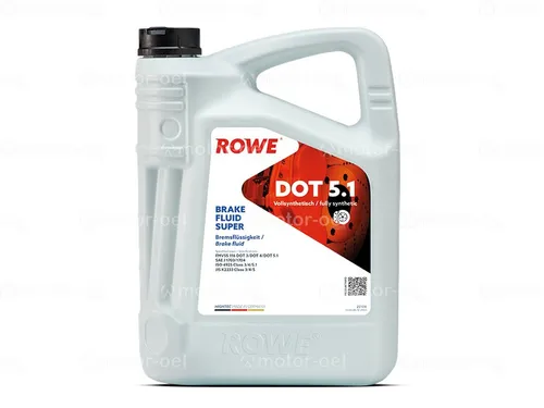 ROWE HIGHTEC BRAKE FLUID SUPER DOT 5.1 - 5 Liter Bremsflüssigkeit - Hochleistungs-Bremsflüssigkeit DOT 5.1, ideal für höchste Sicherheitsansprüche und optimale Bremsleistung in Fahrzeugen.
