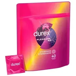 Durex Kondome Großpackung Pleasure Me 40 Stück - Empfängnisverhütung - 40 Stück Rippen- und Noppenkondome für intensiven Spaß, mit einer nominalen Breite von 56 mm für optimalen Komfort.