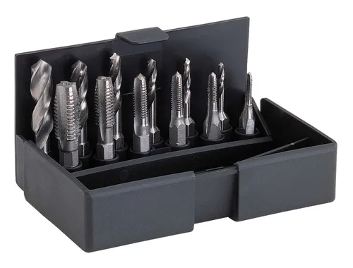 Völkel Einschnitt-Gewindebohrer-Bits M3 - M10 + KLB - 67020 - Gewindeschneidwerkzeuge für präzise Gewinde von M3 bis M10, ideal für Metall- und Holzarbeiten.