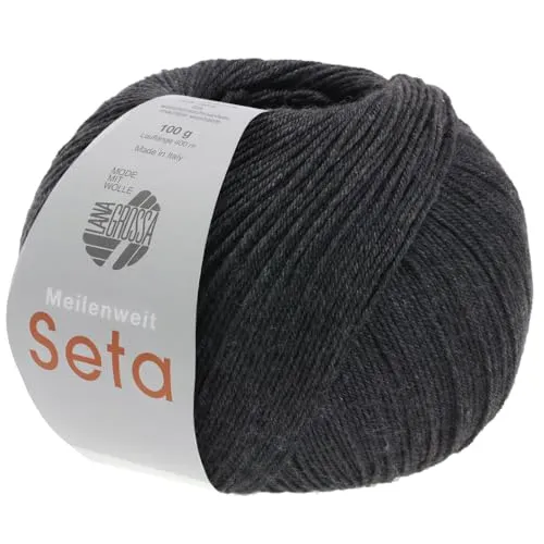 LANA GROSSA Meilenweit Seta | Sockengarn mit Seidenanteil, waschmaschinenfest | Handstrickgarn 55% Schurwolle (Merino), Polyamid, & Seide | 100g Wolle zum Stricken & Häkeln | 400m Garn FB15