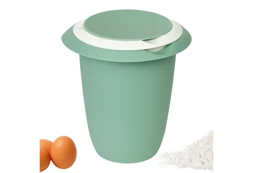 Westmark Quirltopf mit zweigeteiltem Deckel, 1 l, mint-grün/weiß - Praktischer Quirltopf mit 1 Liter Füllvolumen, ideal zum Mischen und Verrühren. Der Spritzschutz sorgt für Sauberkeit, während der Gummiring einen sicheren Stand bietet. Perfekt für kreative Koch- und Backprojekte!