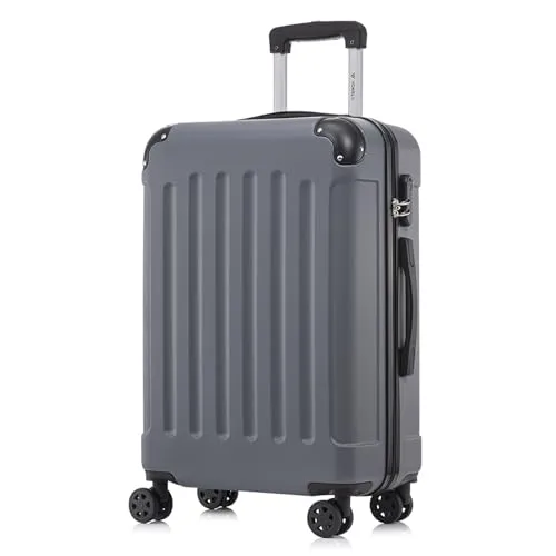 yonsly Koffer Suitcase L Grau - Trolley Reisekoffer mit 4 Rollen - Robuster Hartschalenreisekoffer aus hochwertigem ABS, ideal für Langstreckenreisen. Mit 360°-Doppelrollen für mühelose Mobilität und einem integrierten Sicherheitsschloss für sorgenfreies Reisen.