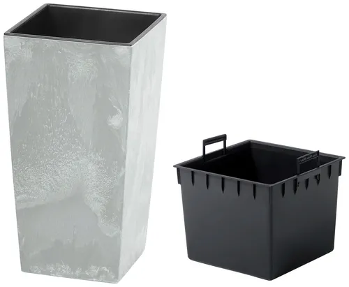 Prosperplast Pflanzkübel Urbi Square Beton, 26,5x26,5x50 cm - Stylischer Pflanzkübel aus robustem Polypropylen in betongrau. UV-beständig und ideal für den Innen- und Außenbereich. Perfekt für kreative Gartenideen!