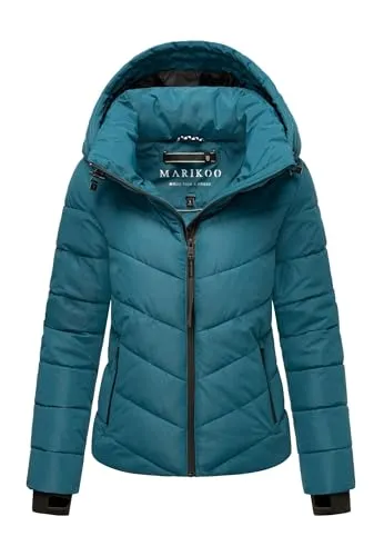 MARIKOO Winterjacke Damen - Wasserabweisend, Warm, Abnehmbare Kapuze, Winddicht - Funktionsjacke für Damen, ideal für kaltes Wetter mit kuscheligem Teddy Fleece in den Taschen und 4 praktischen Reißverschlusstaschen für optimale Funktionalität.