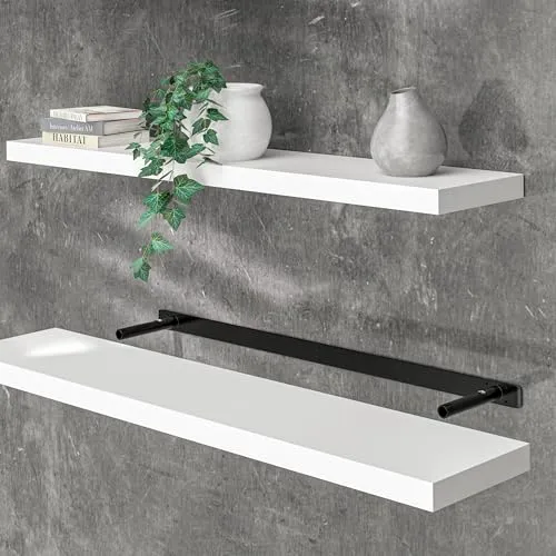 Casaria Wandboard Weiß 110cm - Wandkonsolen, elegantes Hängeregal mit 15kg Tragkraft, ideal für Küche oder Wohnraum, in modernem mattem Weiß.