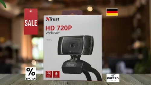 Trust Trino HD Webcam mit Mikrofon - 1280x720 HD, 30 FPS, automatischer Weißabgleich für optimale Bildqualität, perfekt für Videokonferenzen und Chats